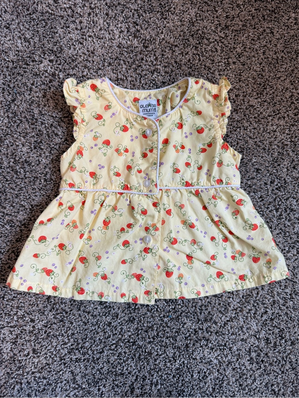 Vintage Baby Please Mum 18M Strawberry Tunic Dress Cottagecore Cotton Girl